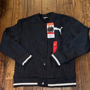 NWT Puma For Young Boys Black Varsity Jacket Size Medium (10/12)